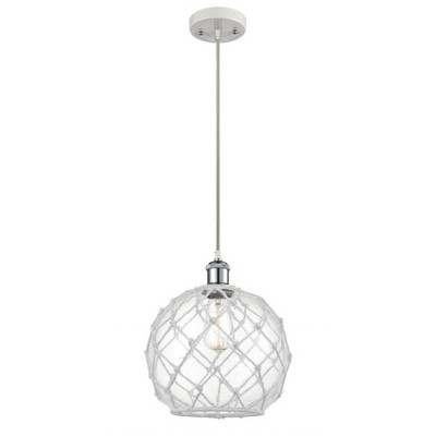 Farmhouse Rope - 1 Light Cord Hung Mini Pendant In Industrial Style-13 Inches Tall and 10 Inches Wide