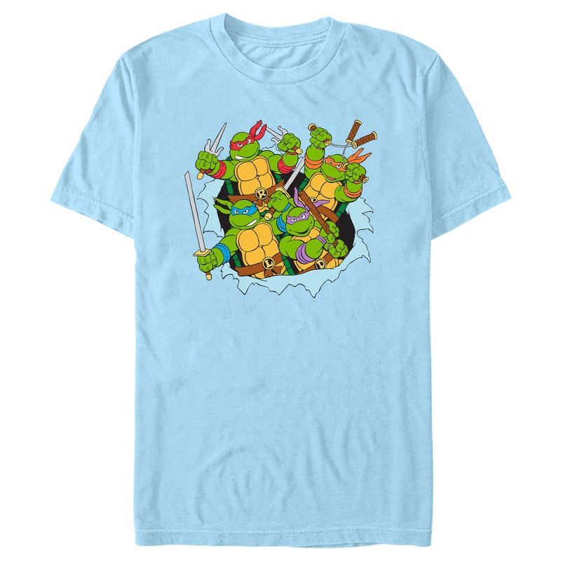 Men's Teenage Mutant Ninja Turtles Battle Group in Action T-Shirt, 1 of 5