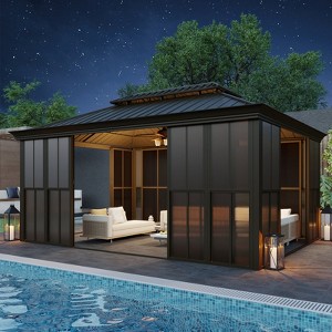 EROMMY Sunroom Patio Hardtop Gazebo, Double Top Galvanized Steel Roof Aluminum Solarium - 1 of 4
