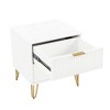 Gulches White 2-Drawer Fluted Nightstand, Modern Glam MDF Side Table with Gold Metal Legs & Handles,Extension Drawers, Tool-Free "Snap It" Assembly - 4 of 4
