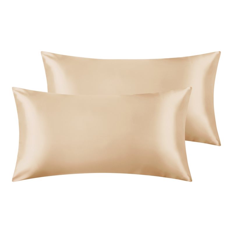 Unique Bargains Satin Hair and Skin Breathable Envelope Closure Pillowcase 2 Pcs, 1 of 7