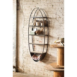 Oval Wall Shelf 60.75"H, Metal and Wood, Gunmetal Industrial 5-Shelf Wall Storage By Kalalou - 1 of 3