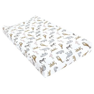 Hudson Baby Infant Girl Changing Pad Cover, Modern Pink Safari, One Size - 1 of 2