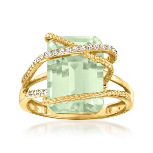 Ross-Simons 7.00 Carat Prasiolite and .15 ct. t.w. Diamond Ring in 14kt Yellow Gold - 1 of 4