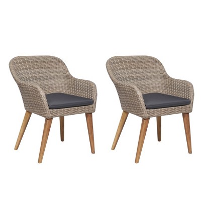 vidaXL Outdoor Chair Set of 2 Brown PE Rattan Medium Removable Covers