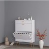 KTMBDW Shoe Cabinet, 16 Pair Shoe Rack Storage Organizer with 2 Flip Drawers, Entryway Shoe Storage Cabinet for Heels, Boots, Slippers , White - 2 of 4