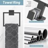 Itopfox 10 Piece Black Bathroom Accessories Set 23.6 Inch SUS304 Stainless Steel Towel Bars Toilet Paper Holder Rings Hooks - 3 of 4