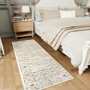 Vintage Floral Print Area Rug Soft Washable Living Room Area Rug Non Slip Low Pile Traditional Carpet - 1 of 4
