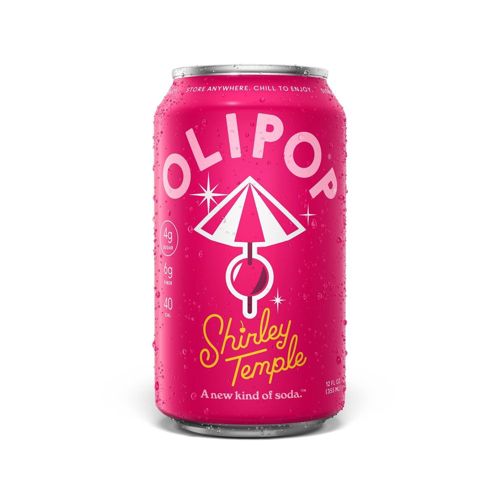 OLIPOP 6g Fiber Prebiotic Soda, Shirley Temple - 12 fl oz Can