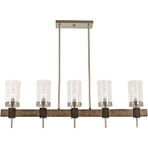 Minka Lavery Nickel Gray Linear Pendant Chandelier 40" Wide Farmhouse Seeded Glass Shade 5-Light Fixture for Kitchen Island House - 1 of 3