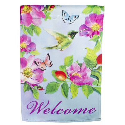 Northlight Welcome Hummingbird Floral Outdoor Garden Flag 12.5" x 18"