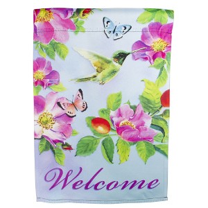 Northlight Welcome Hummingbird Floral Outdoor Garden Flag 12.5" x 18" - 1 of 4