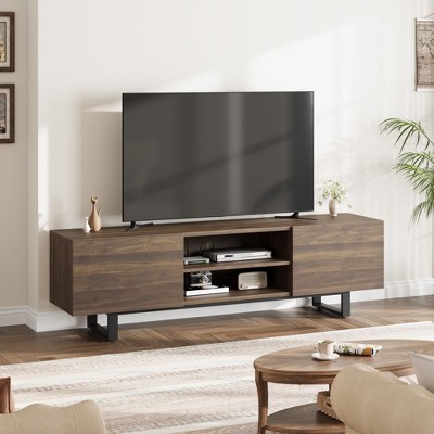 Industrial TV Stand for 80 Inch, Modern Entertainment Center with 2 Drawers, Wooden Media Cabinet with Heavy Duty Leg