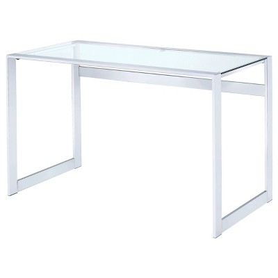 Hartford Contemporary 47'' Silver Glass Top Home Office Desk