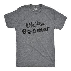 Mens Ok Boomer Fireworks T Shirt Funny 4th Of July Graphic Novelty Tee - Crazy Dog Men's T Shirt - 1 of 4