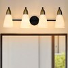 PAKOKULA 4-Light Black and Gold Bathroom Vanity Light With Cone Milk Glass Shade - 2 of 4