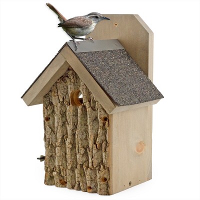 Uncle Dunkels Ultimate Wren and Chickadee Birdhouse; Rustic Handmade Small Bird Nesting Box