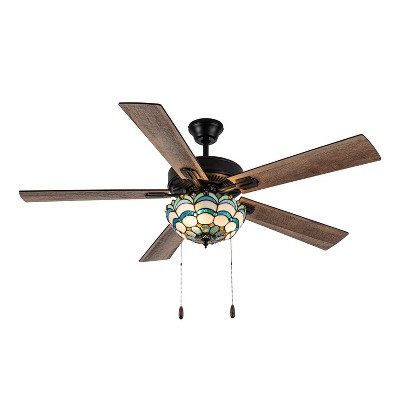 52" Suki 5 Blade Remote Controlled Lighted Ceiling Fan - River of Goods: Tiffany Style with LED Lights