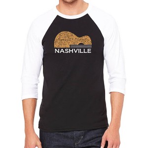 LA Pop Art Nashville Guitar - Men's Raglan Baseball Word Art T-Shirt - 1 of 4