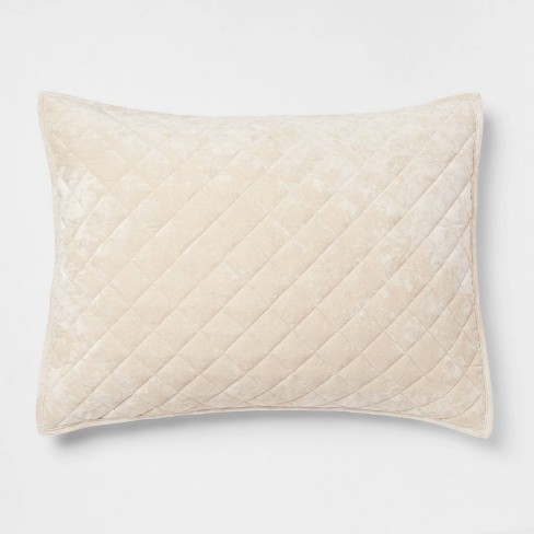 Standard Luxe Diamond Stitch Velvet Quilt Sham Khaki - Threshold™