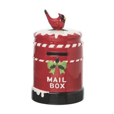 Transpac Ceramic 11.5 in. Multicolor Christmas Cardinal Mailbox Cookie Jar