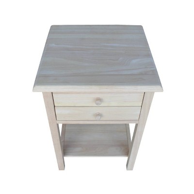 Eco-Friendly Unfinished Rubberwood Square Side Table with Storage
