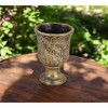 HomeRoots 7" Antiqued Brass Textural Tone On Tone Cement Indoor Outdoor Round Urn Planter - 2 of 3