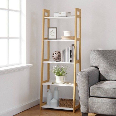 White and deals natural bookcase