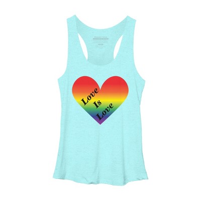 Adult Design By Humans Love Is Love Rainbow Heart Pride By ArnyaTees Racerback Tank Top