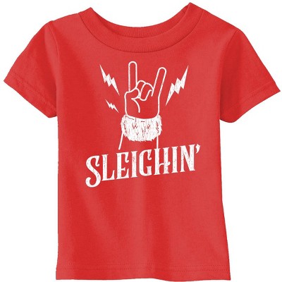 Toddler Funny T Shirts Sleighin Sarcastic Santa Claus Graphic Novelty Tee For Young Kids - Crazy Dog Toddler T Shirt Gift For Christmas