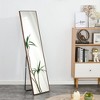 Floor standing large mirror with brown solid wood frame, suitable for bedroom, porch, dressing room, 58 inches x 15 inches - 2 of 4