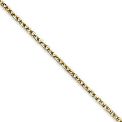 Black Bow Jewelry 2.2mm 10k Yellow Gold Solid Diamond Cut Cable Chain Necklace