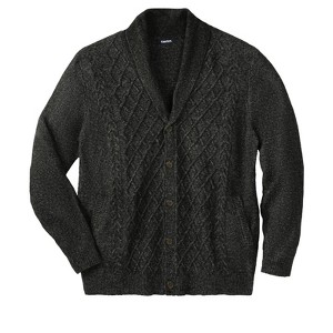 KingSize Men's Big & Tall Soft Cable Knit Shawl Collar Cardigan - 1 of 4