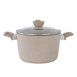 Lorren Home Trends Granite-Style Cooking Pot with Glass Lid, Beige Speckled, 5 Quart, Non-Stick Stock Pot for Kitchen, Stovetop - 1 of 4