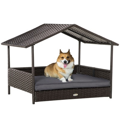 UbMelt Outdoor&Indoor Dog House for Small Medium Dogs Rattan Dog Kennel with Soft Cushion Easy to Assemble