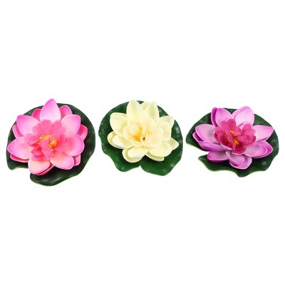 Unique Bargains Artificial Lotus Flower for Garden Ponds Pool Decoration 3pcs