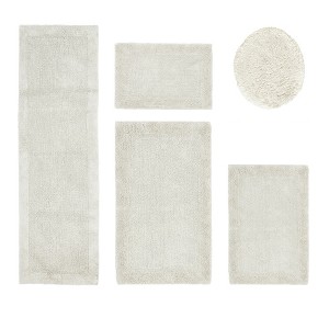 Edge Bath Rug 100% Premium Cotton Ultra-Soft Water Absorbent Tufted Solid Reversible 5 Piece Bathroom Rug Set for Machine Washable Bathmat - 1 of 4