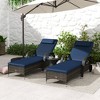 Outsunny Patio Wicker Chaise Lounge, PE Rattan Outdoor Lounge Chair with Cushion, Height Adjustable Backrest & Wheels - 2 of 4