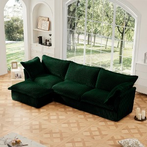 Oversized 120" Corduroy Slipcovered L-Shaped Modular Sectional Sofa with French Edges and Removable Covers, 4-Piece Free combination - 1 of 4