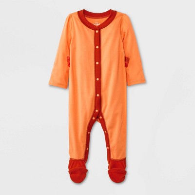 Image of Baby Adaptive Pajama Romper - Cat & Jack™ Orange 6-9M