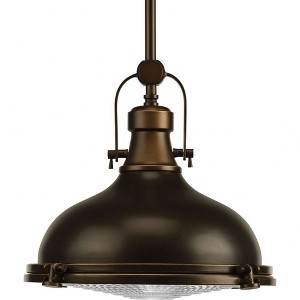 Progress Lighting, Fresnel Collection, 1-Light Pendant, Oil Rubbed Bronze, Prismatic Glass Shade - 1 of 4