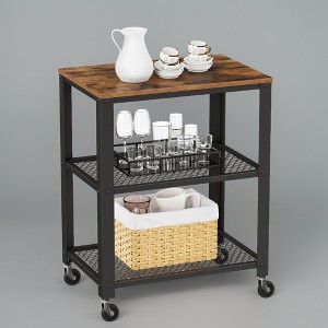 BRYCE Serving Cart, 3-Tier Kitchen Utility Cart on Wheels with Storage, for Living Room, Accent Furniture with Steel Frame, Industrial - 1 of 3