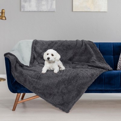 Reversible Gray Waterproof Pet Blanket for Small Dogs and Cats