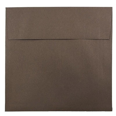 JAM Paper 8.5 x 8.5 Square Invitation Envelopes Chocolate Brown Recycled 234681