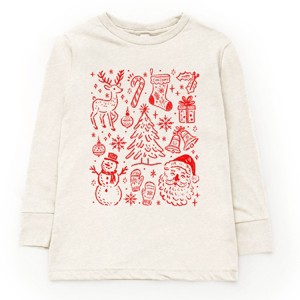 Christmas Chalk Icons - Youth Long Sleeve Graphic T-Shirt - 1 of 3