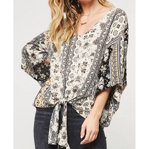 Women's Floral Ornate Duster Blouse - PROMESA - 1 of 3