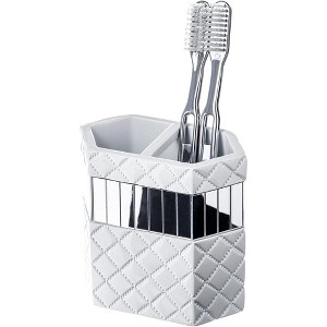 Creative Scents Quilted Mirror White Toothbrush Holder - 1 of 4