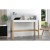 Bowery Desk White/Oak - Manhattan Comfort: Mid-Century Modern Style, Matte Finish, Open Shelf Storage - 2 of 4