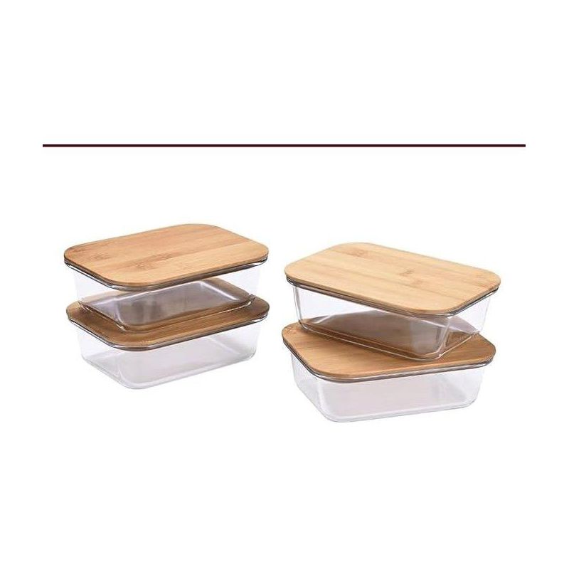 Vdomus 36 Oz Glass Food Storage Containers with Bamboo Lids- Pack of 4, Clear, 3 of 4