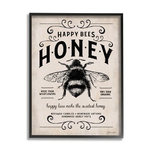 Stupell Industries Honey Bee Rustic Farm Textured Word Design Framed Giclee Art - 1 of 4